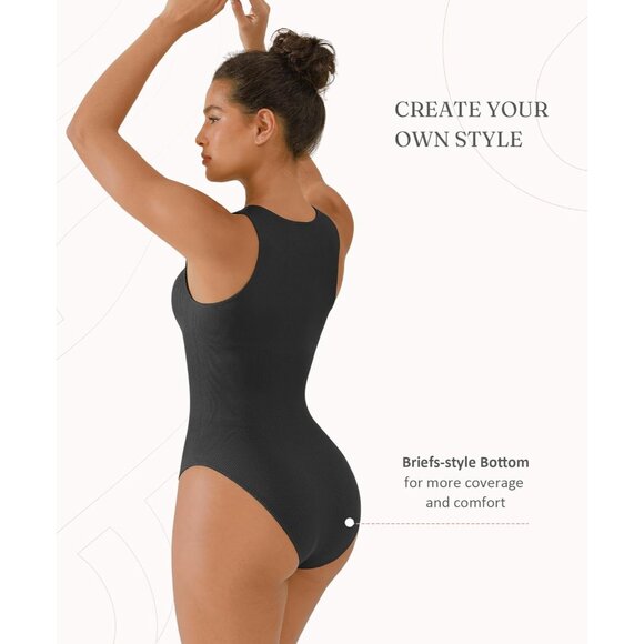 Women Seamless Zip Up Bodysuit Black Large Slimming Soft Fabric - Picture 3 of 6